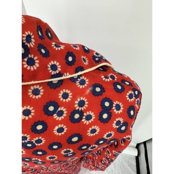 Montenapoleone Women's Red Floral Belted Robe Size 2 Made in Italy 70s? - Picture 7 of 15